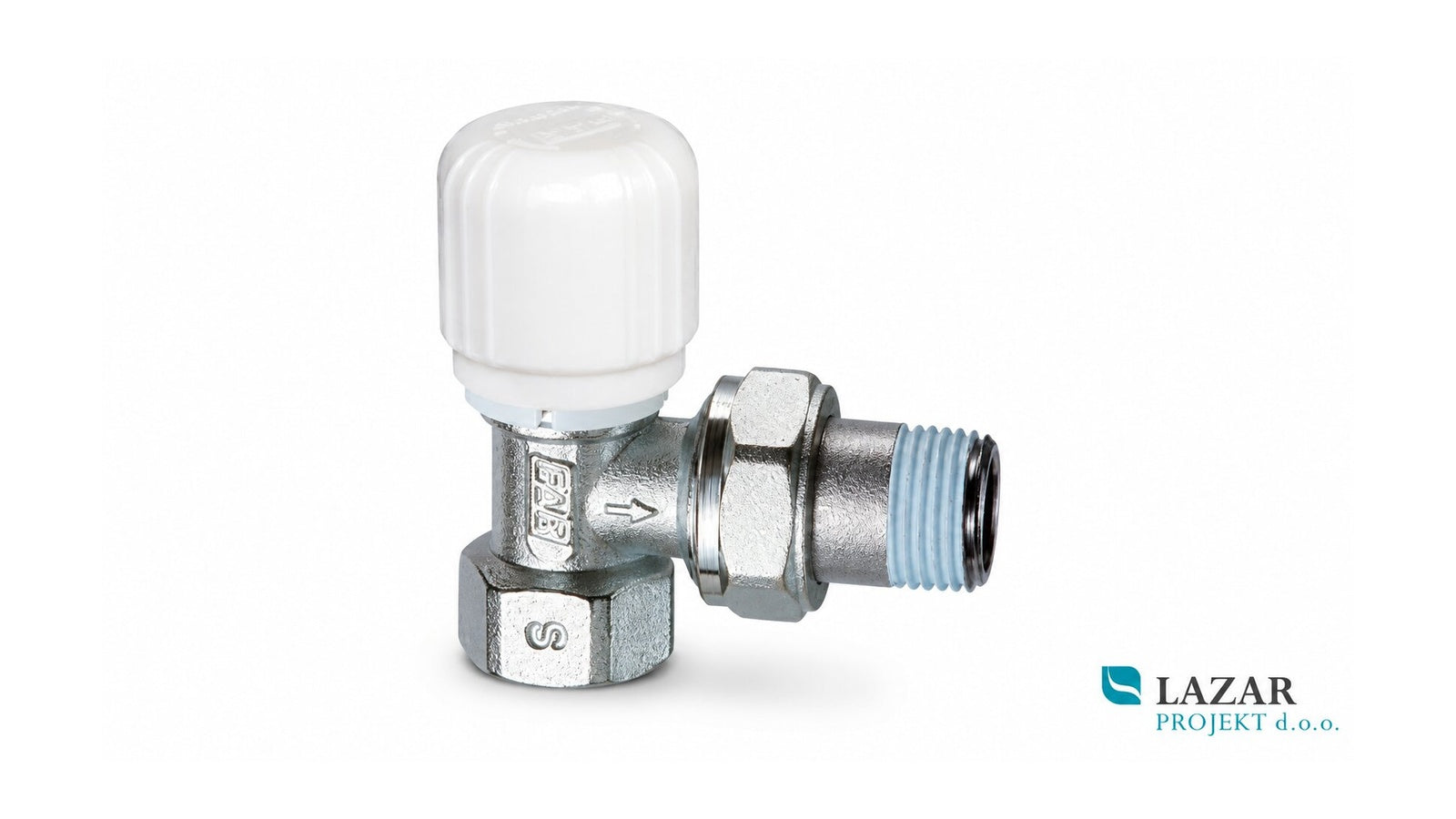 FAR 1620 34 angled chrome thermostatic radiator valve 3/4" for connection to steel pipe