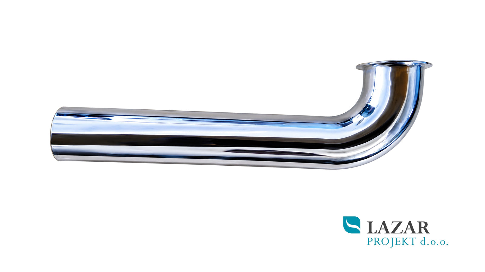 Chrome-plated elbow waste pipe, diameter 32 mm, total length 200 mm, with end flange
