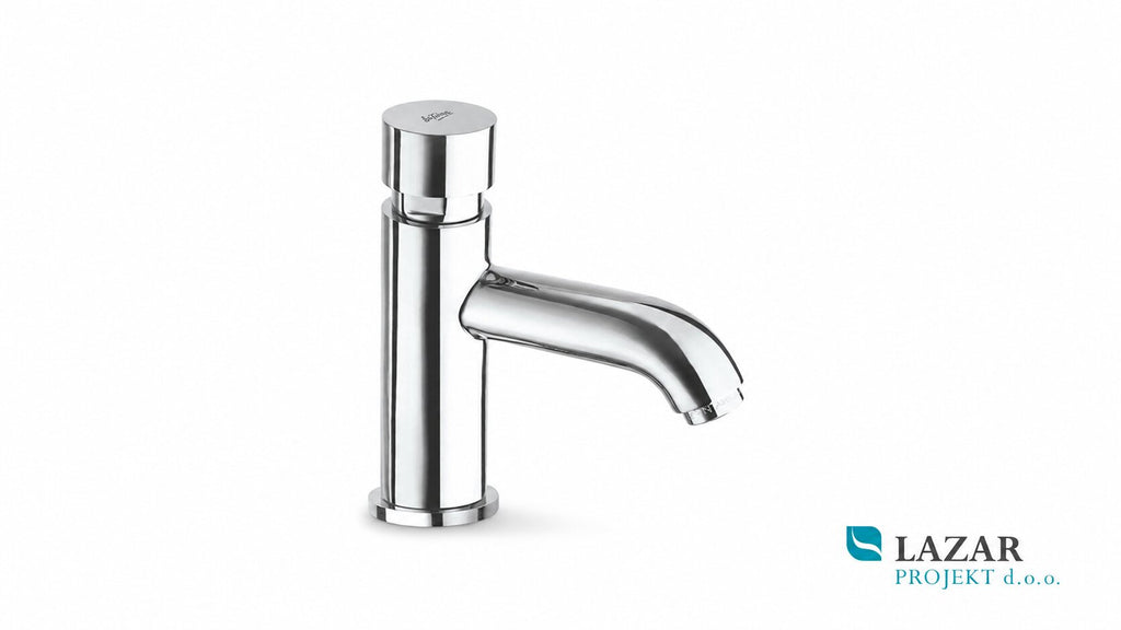 La Torre 12215 self-closing washbasin tap in chrome finish