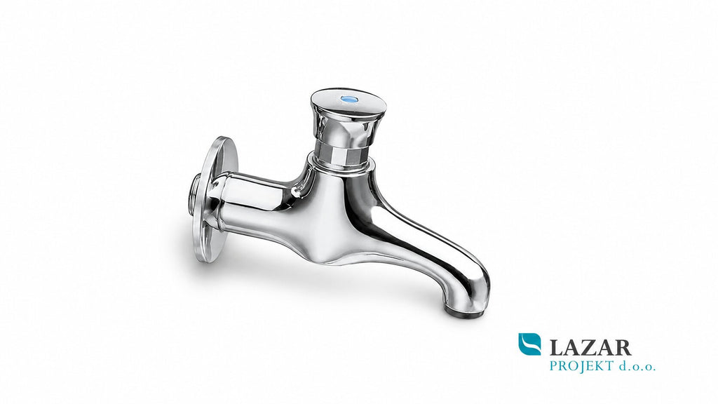 La Torre 460 wall-mounted self-closing tap in chrome finish