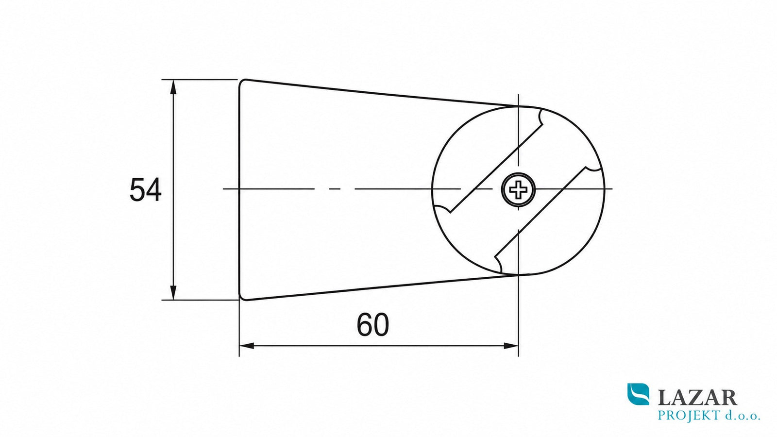 Technical drawing of Nobili AD147-2CR hand shower holder, dimensions 54 x 60 mm