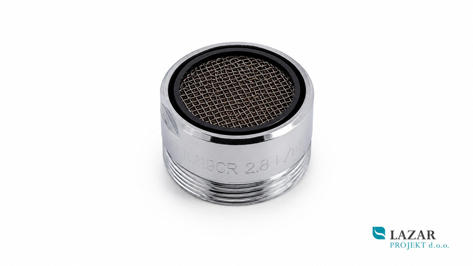 Nobili RAEK219CR M28x1 chrome aerator for bath tap, bottom view