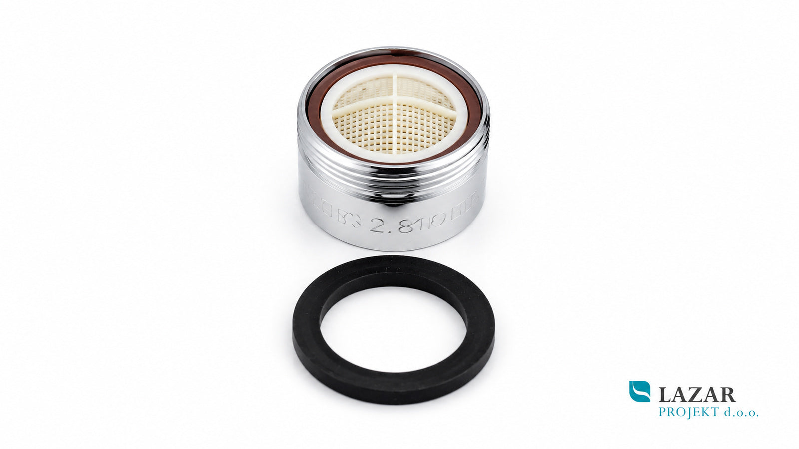 Nobili RAEK219CR M28x1 chrome aerator for bath tap, top view
