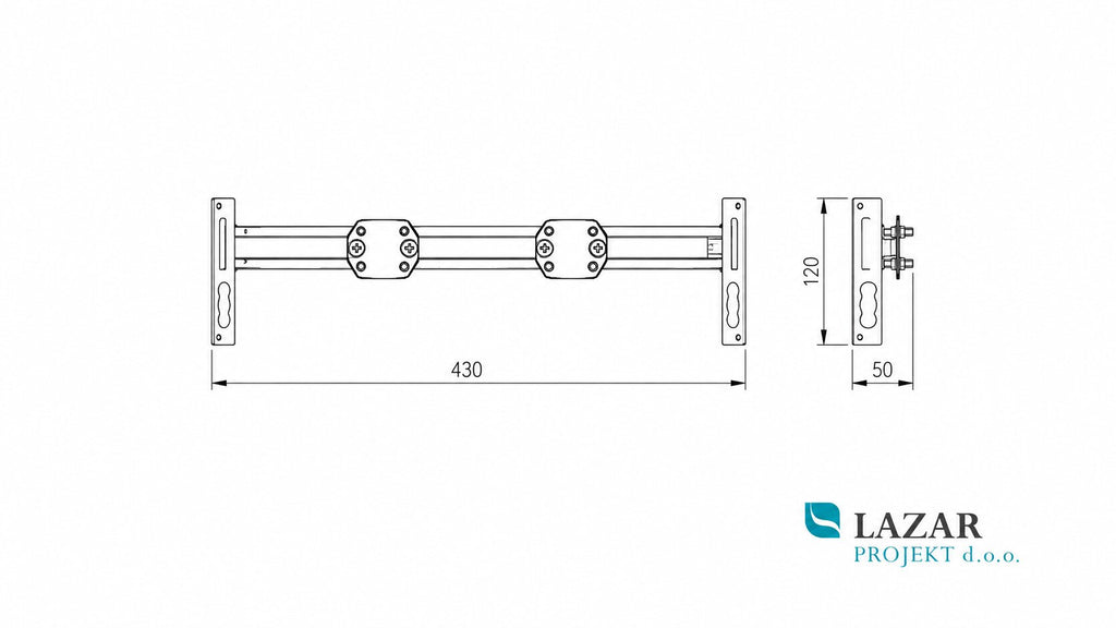 Viega 297770 Viegaswift sanitary tap support 8062.1, dimensional drawing with measurements 430 mm, 120 mm and 50 mm