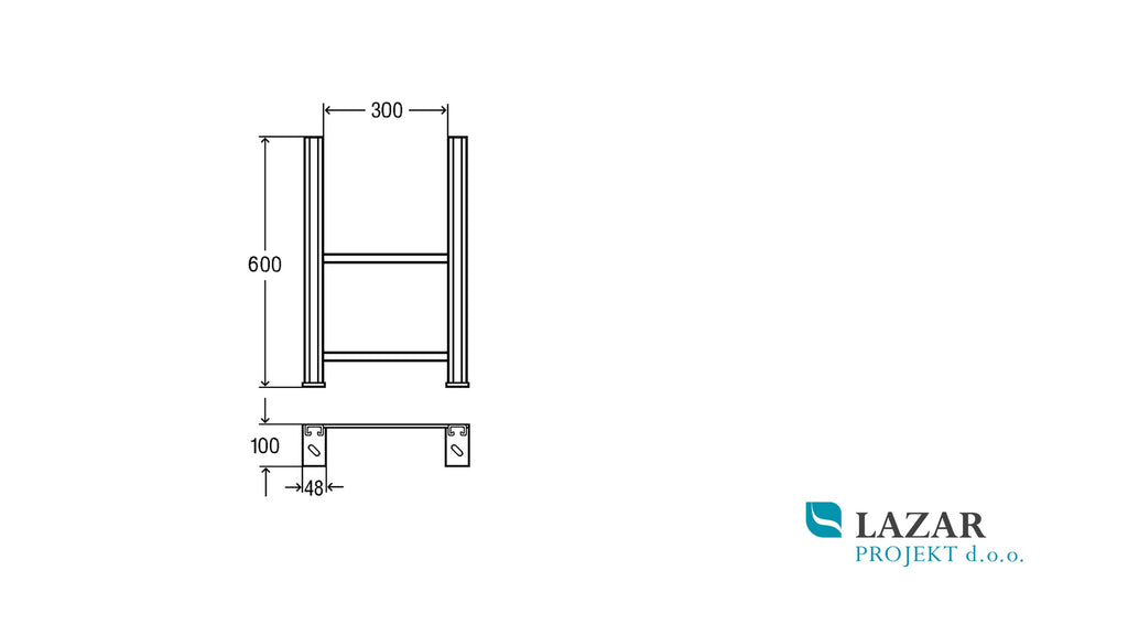 Dimensional drawing of Viega Mono 460433 fixed bracket 8310.45 for washbasin