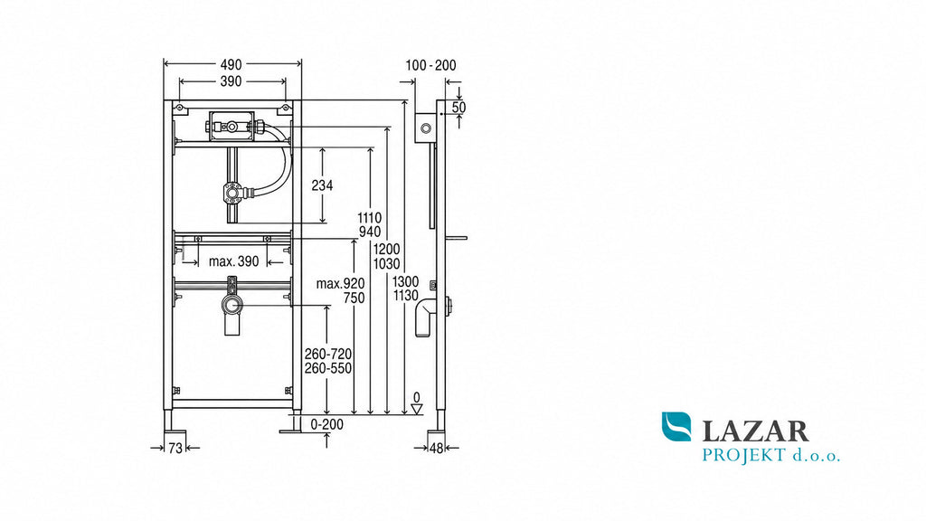 Dimensional drawing for Viega 461843 Eco Plus urinal element 8164.5