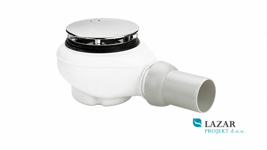 Viega 578916 Tempoplex Plus drain 6960 115 x 50 mm for shower tray, with chrome cover, removable trap and horizontal outlet with ball joint