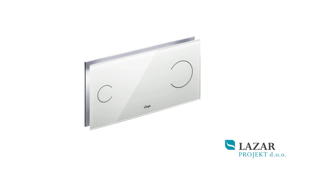 Viega 597481 Visign for More 100 aktivirna tipka 8352.1 s kromiranim aluminijem in prozornim svetlo sivim steklom