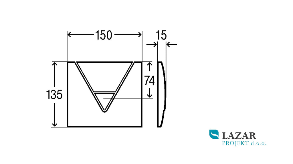 Dimensions of urinal flush plate 8128.1