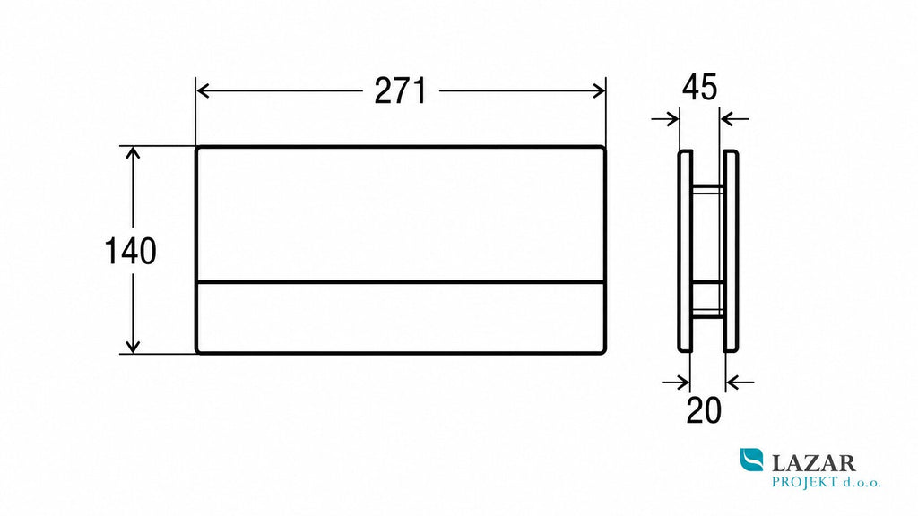 Dimensions of flush plate for concealed cistern 8352-1